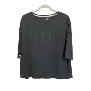 Calvin Klein Performance Top Women Large Gray Short Sleeve Blouse